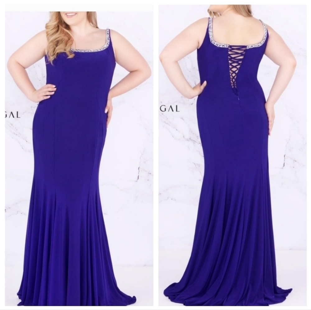 Mac Duggal 77524F Purple Sleeveless Maxi Fabulouss Evening Dress Plus Sz 14W‎
